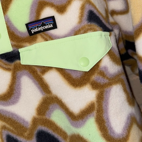 Patagonia popover Brown green unisex Crewneck Sweater synchilla xl boys kids - Picture 4 of 6